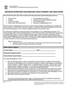 MICHIGAN WORKFORCE BACKGROUND CHECK CONSENT AND DISCLOSURE
